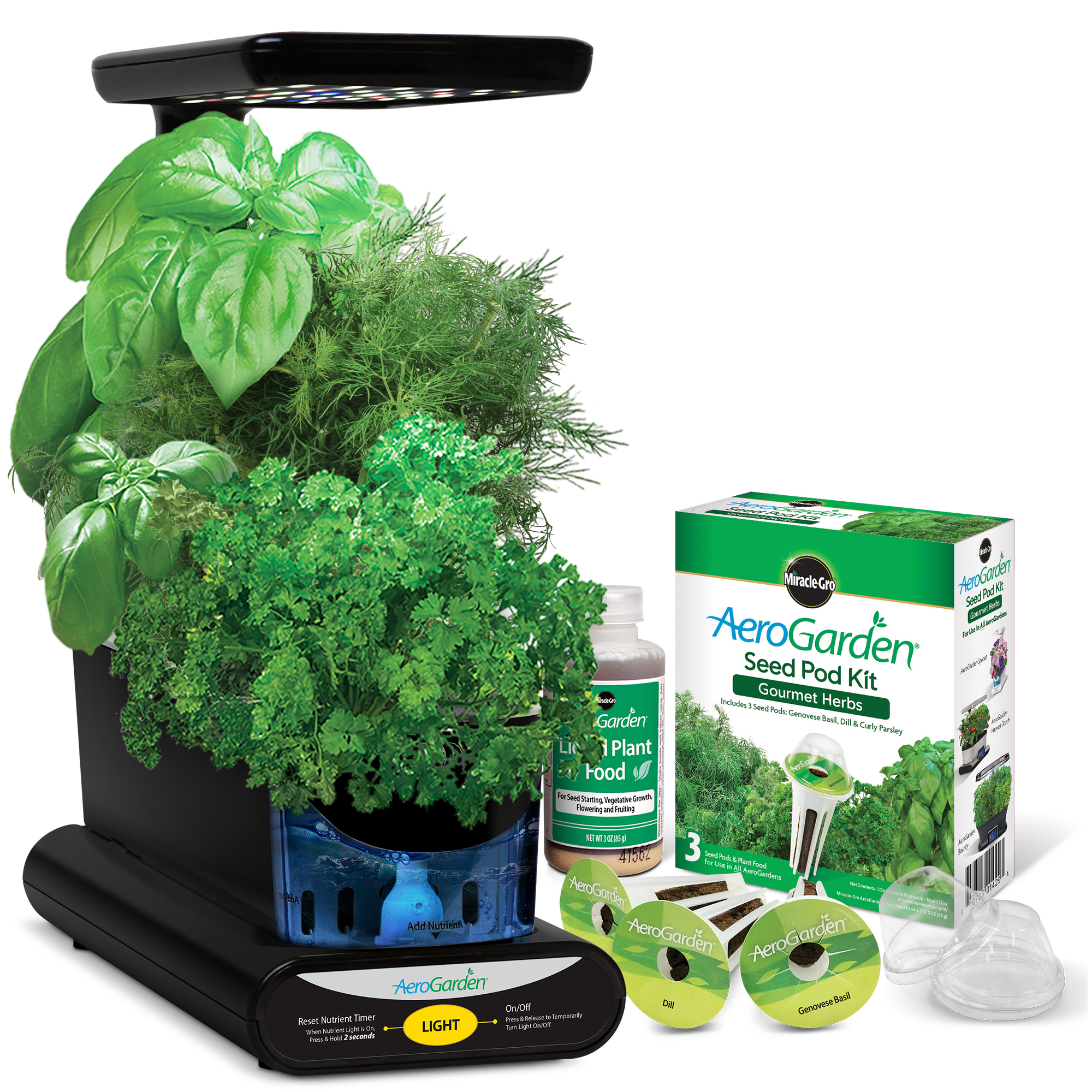 Black Miracle-Gro AeroGarden Sprout Plus LED with Gourmet Herb Seed Pod Kit 